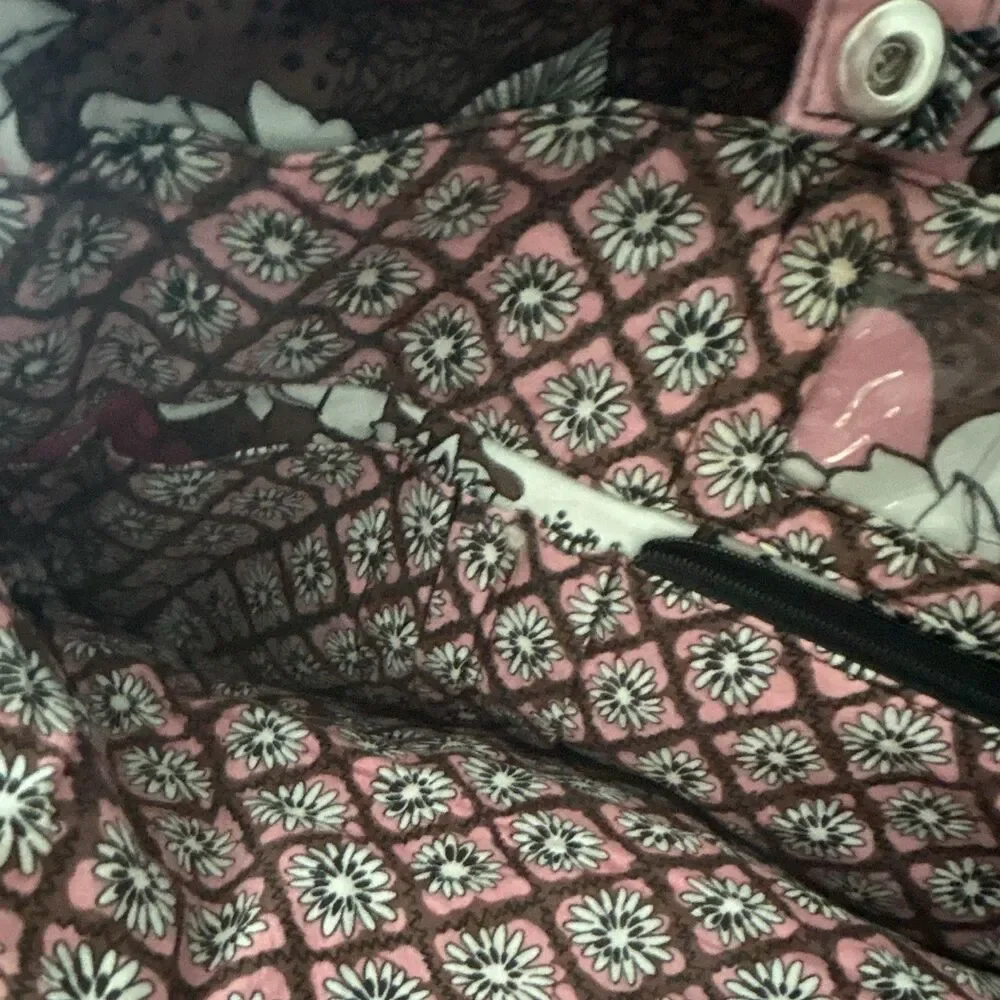 Vera Bradley Floral Pink Brown White computer bag size 15 x 12 x 4 inches